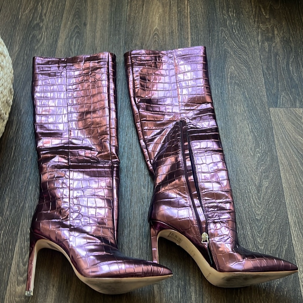 Black Suede Studio Tory Boot in Pink Metallic